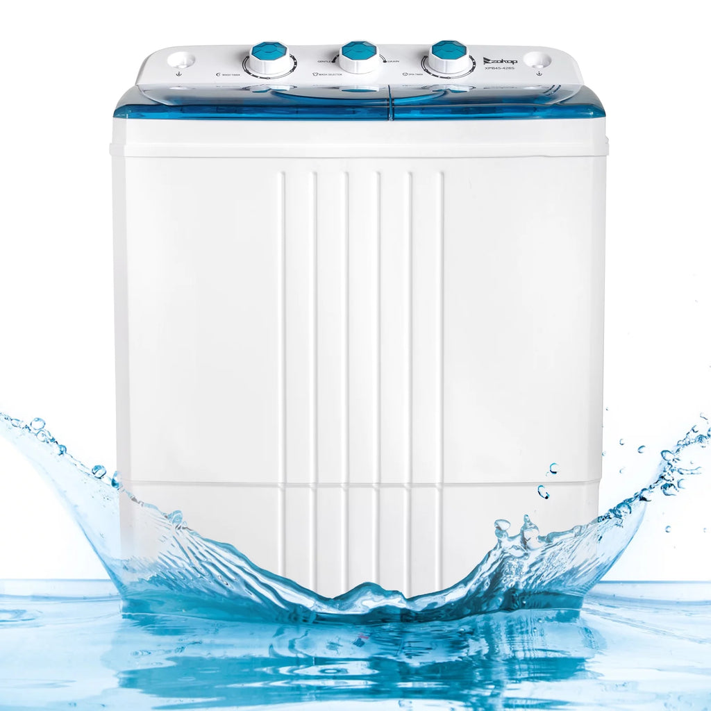 Compact Twin Tub Portable Mini Washing Machine with Drain Pump D386412