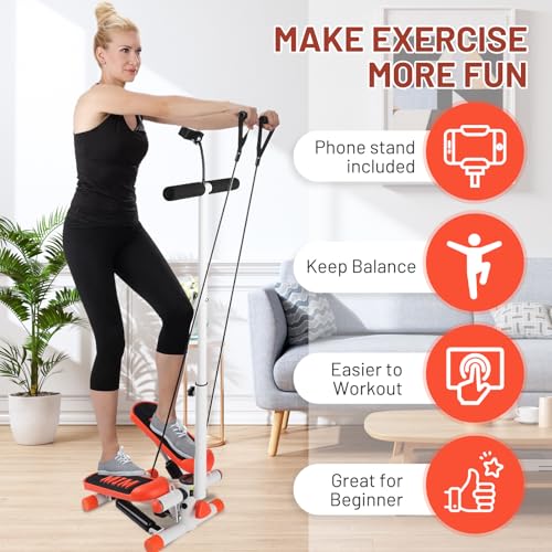 Adjustable Height Stair Stepper with Resistance Bands and LCD Monitor H900605