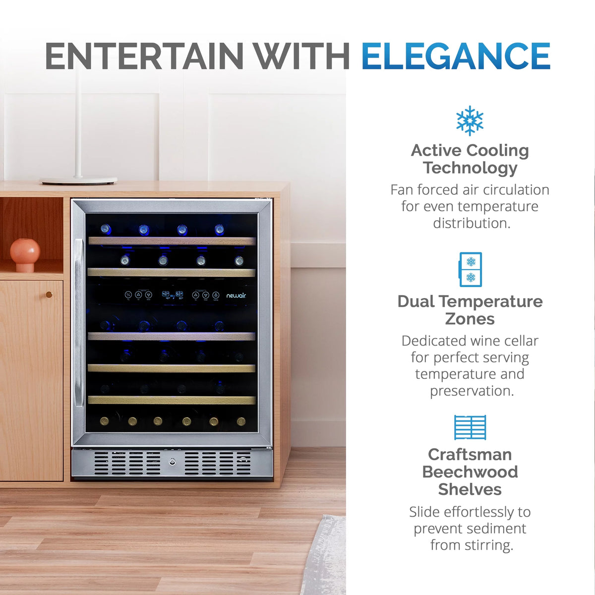 46-Bottle Dual-Zone Compressor Wine Refrigerator U7020