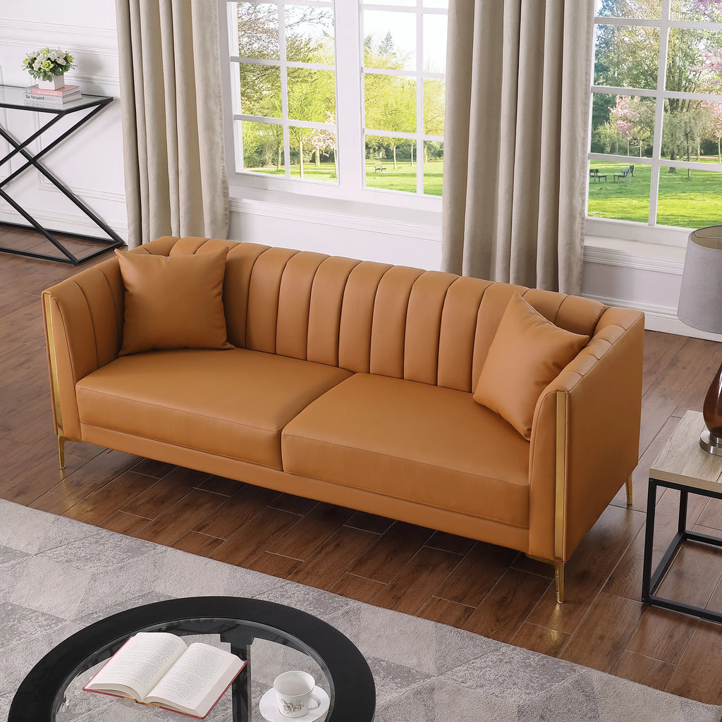 3 Seater PU Leather Sofa with 2 Pillows I5548