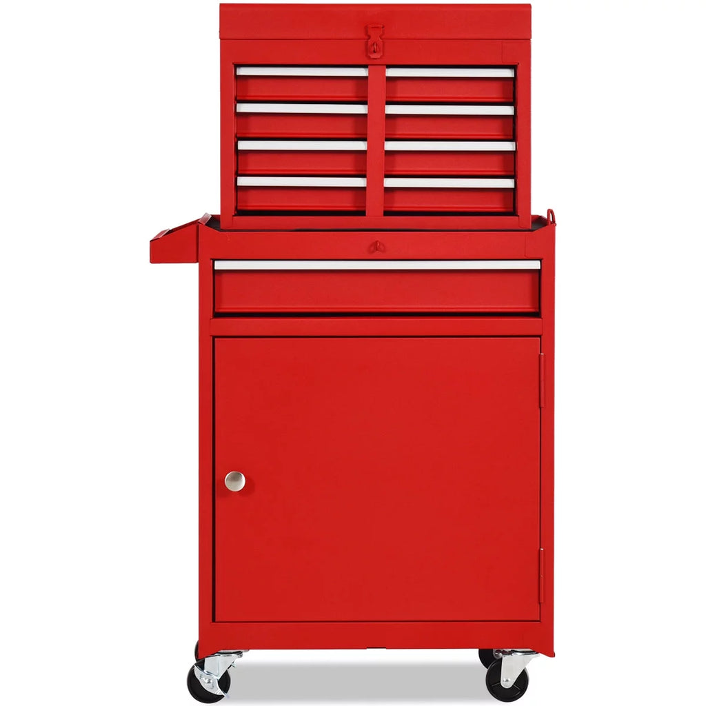 2 in 1 Tool Chest & Cabinet with 5 Sliding Drawers Red Y238