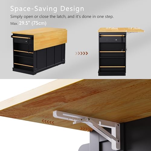 53" Kitchen Cart Island on Wheels with Power Outlet P110021