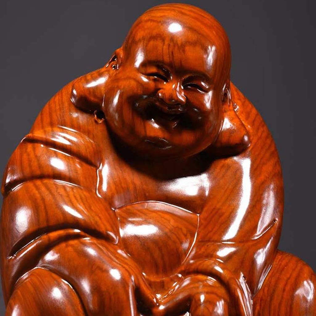 7.88 Inches Huanghuali Wood Carving Maitreya Buddha Statue F56471