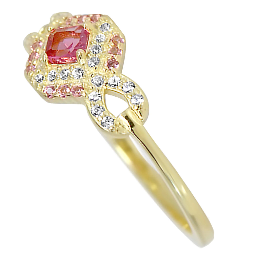 14k Gold Sterling Silver Simulated Pink Sapphire Ring Size 7 L45699
