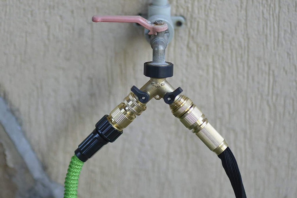Solid Brass 3/4 inch GHT Garden Hose Quick Connector Set, Pack of 2 D7459