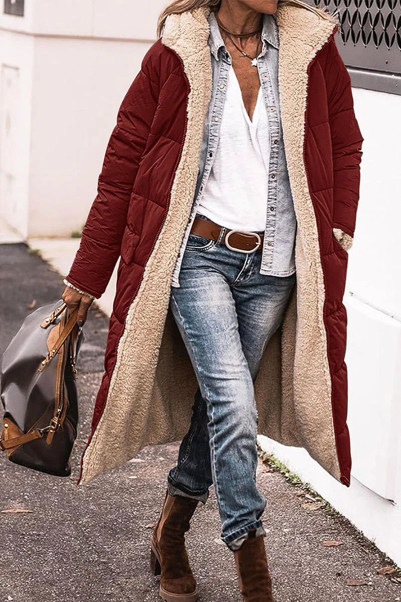 Solid Hooded Collar Outerwear Z91181