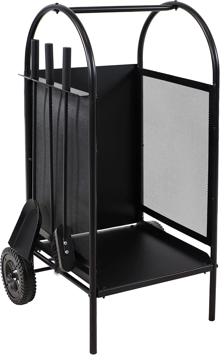 Wrought Iron Firewood Rack with Poker, Shovel and Brush Tools C455528