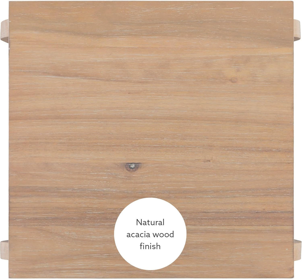 Natural Wooden Side Table with Curved Legs and Two Display Shelves H8309