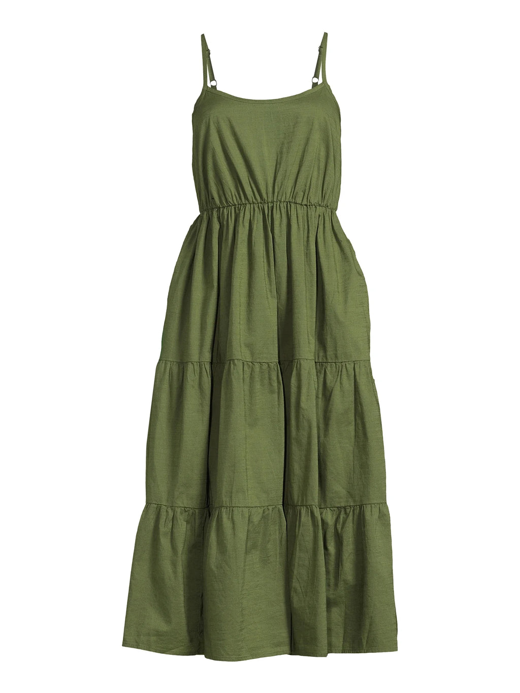 Sleeveless Tiered Dress with Spaghetti Straps U5041