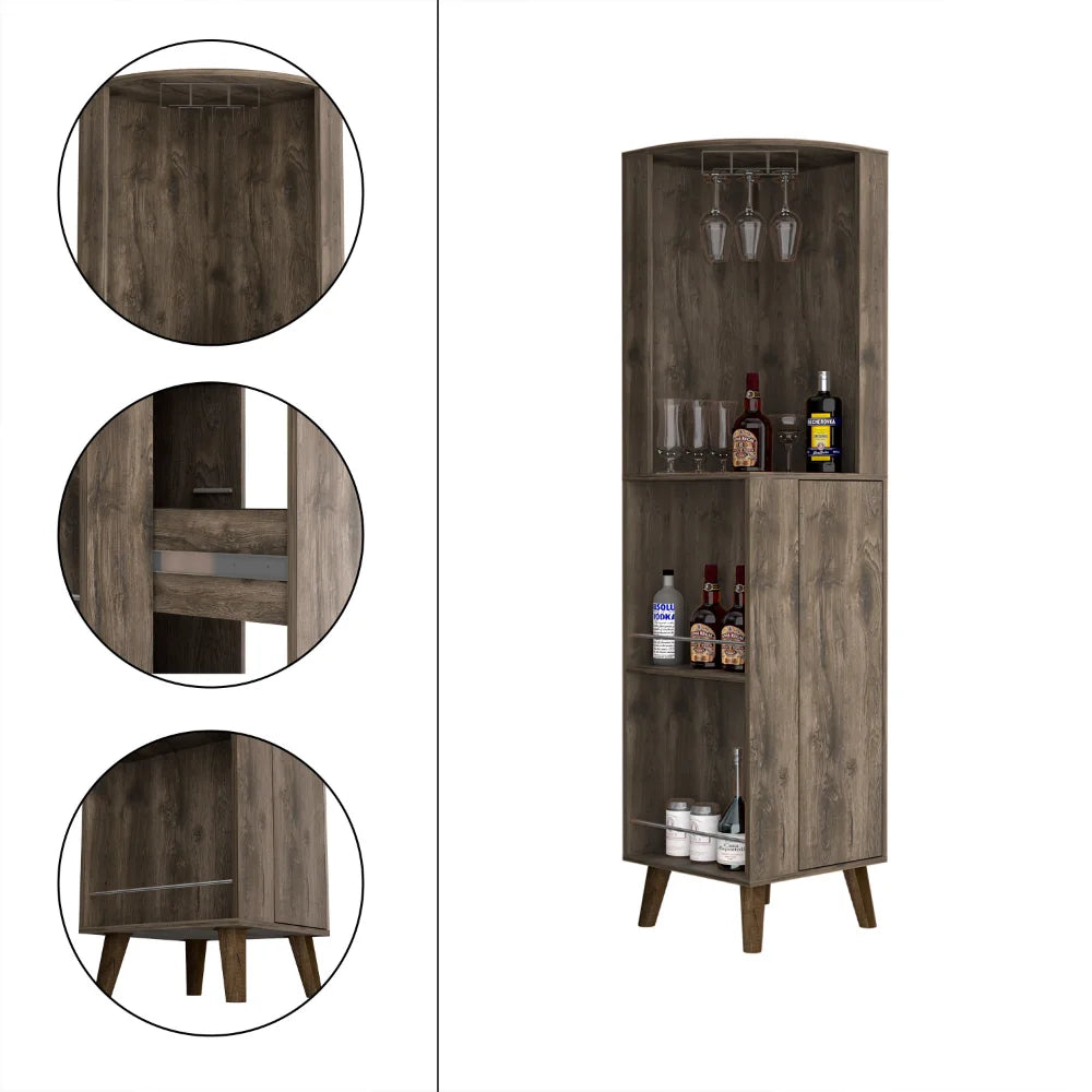 Dark Brown Corner Bar Cabinet P69167