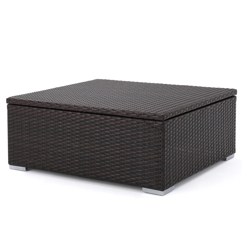 Multibrown Wicker Coffee Table with Storage D3104
