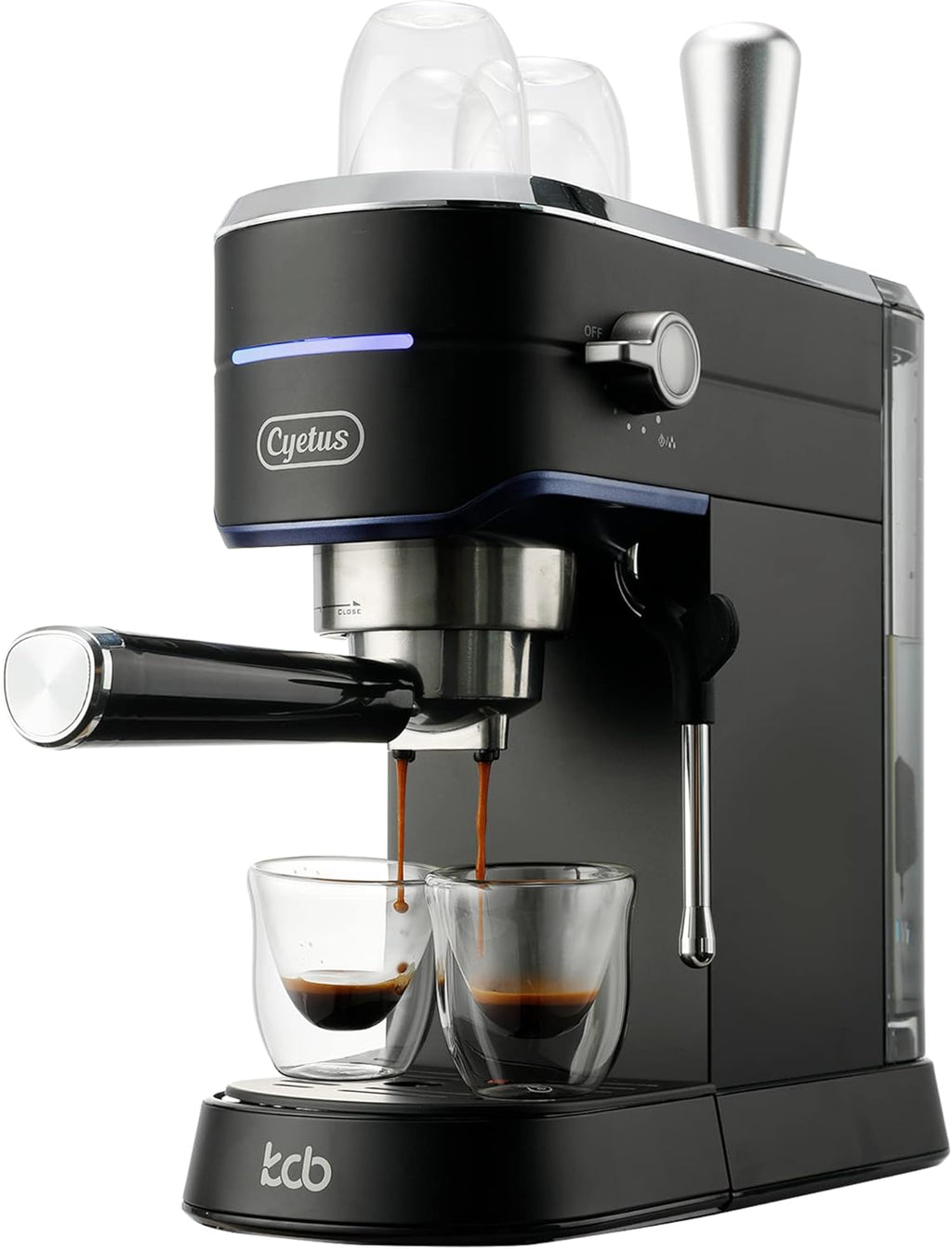 Black Espresso Machine with Milk Steam Frother Wand U76622