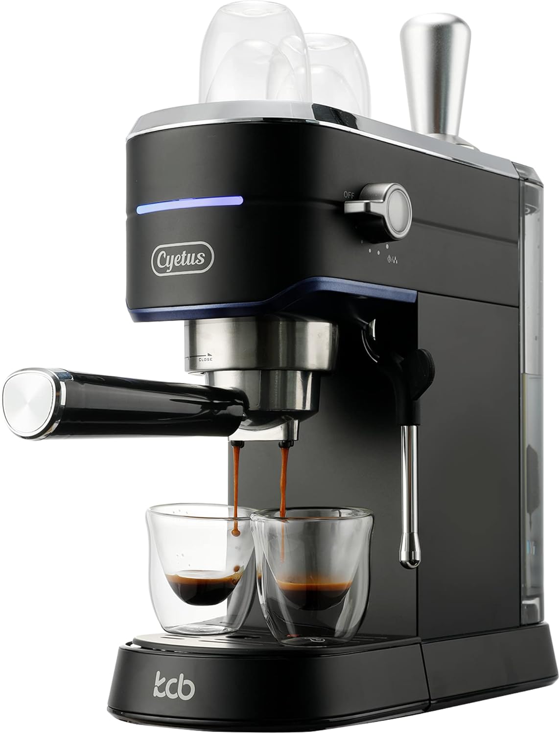 Black Espresso Machine with Milk Steam Frother Wand U76622