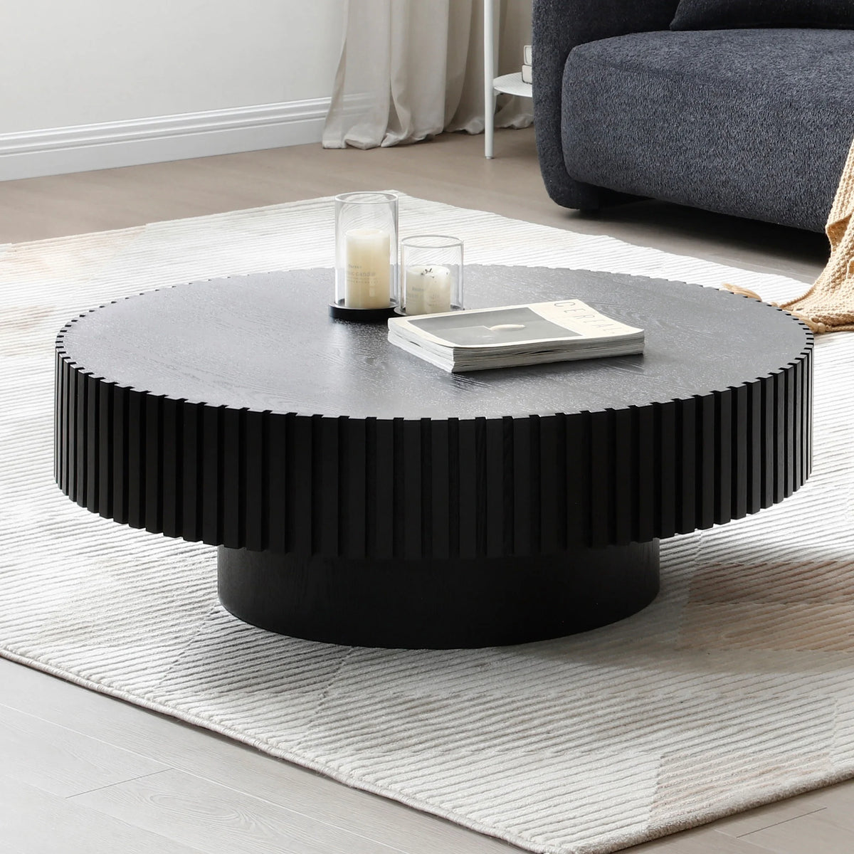 Black MDF Drum Coffee Table D182221
