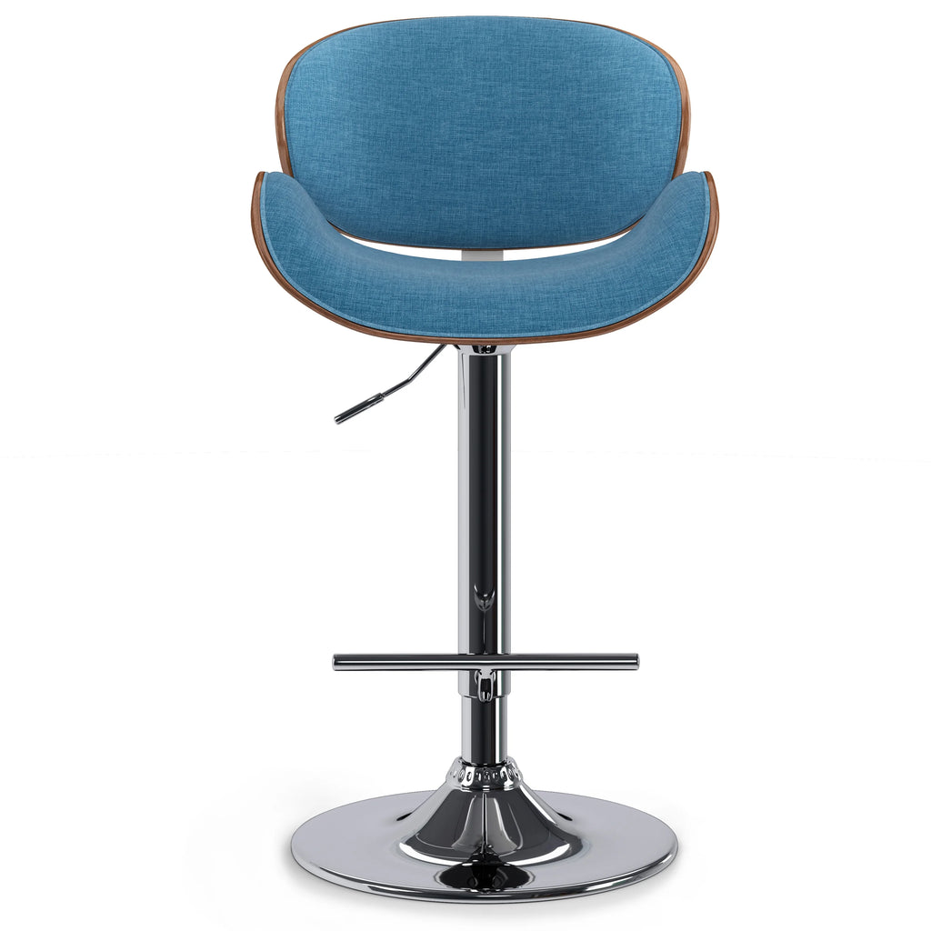 Blue Linen Look Fabric Adjustable Height Bar Stool Z694792