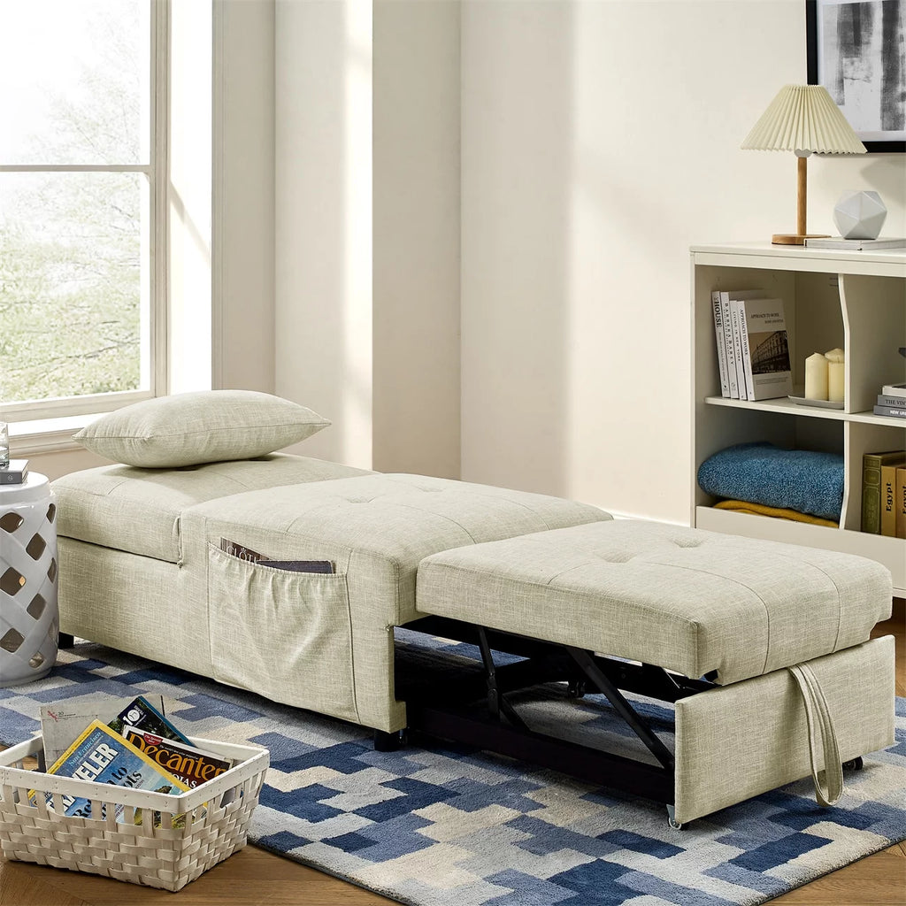 Beige Folding Sofa Bed Chair with Storage Bag Z428