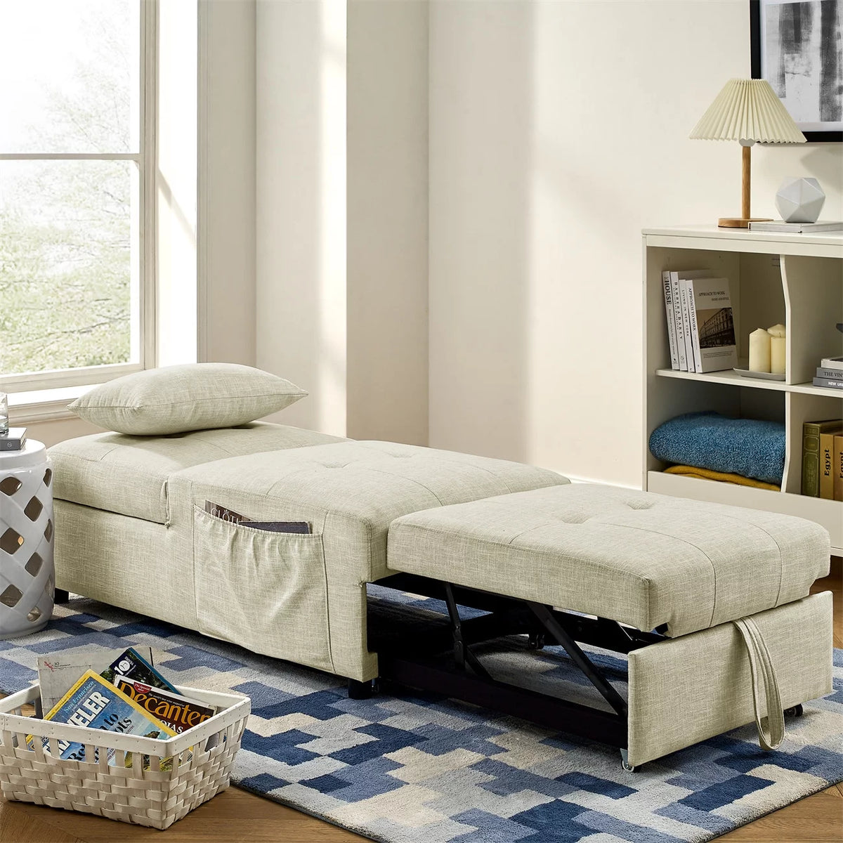 Beige Folding Sofa Bed Chair with Storage Bag Z428