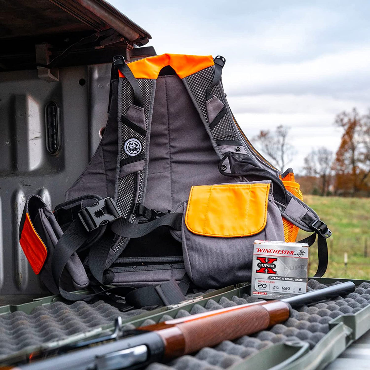 Orange Grey Upland Hunting Vest with Blood-Proof Lining X953