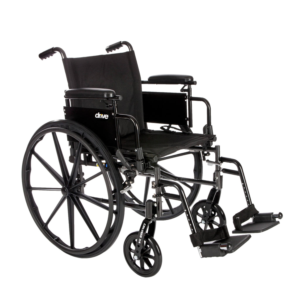 Lightweight Dual Axle Wheelchair with Adjustable Detachable Arms, Elevating Leg Rests, 20x22 V9149