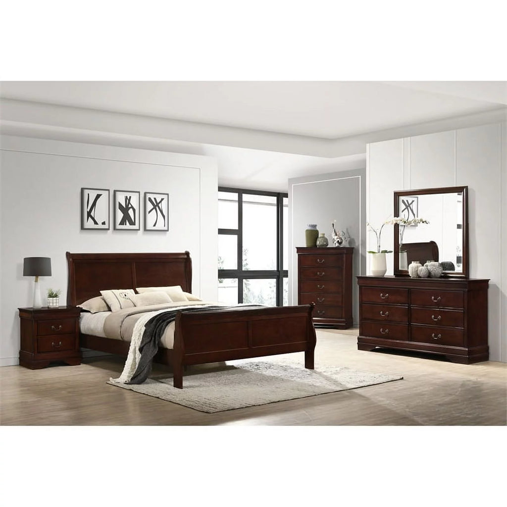 Cherry Wood 6-Drawer Dresser & Mirror P940214