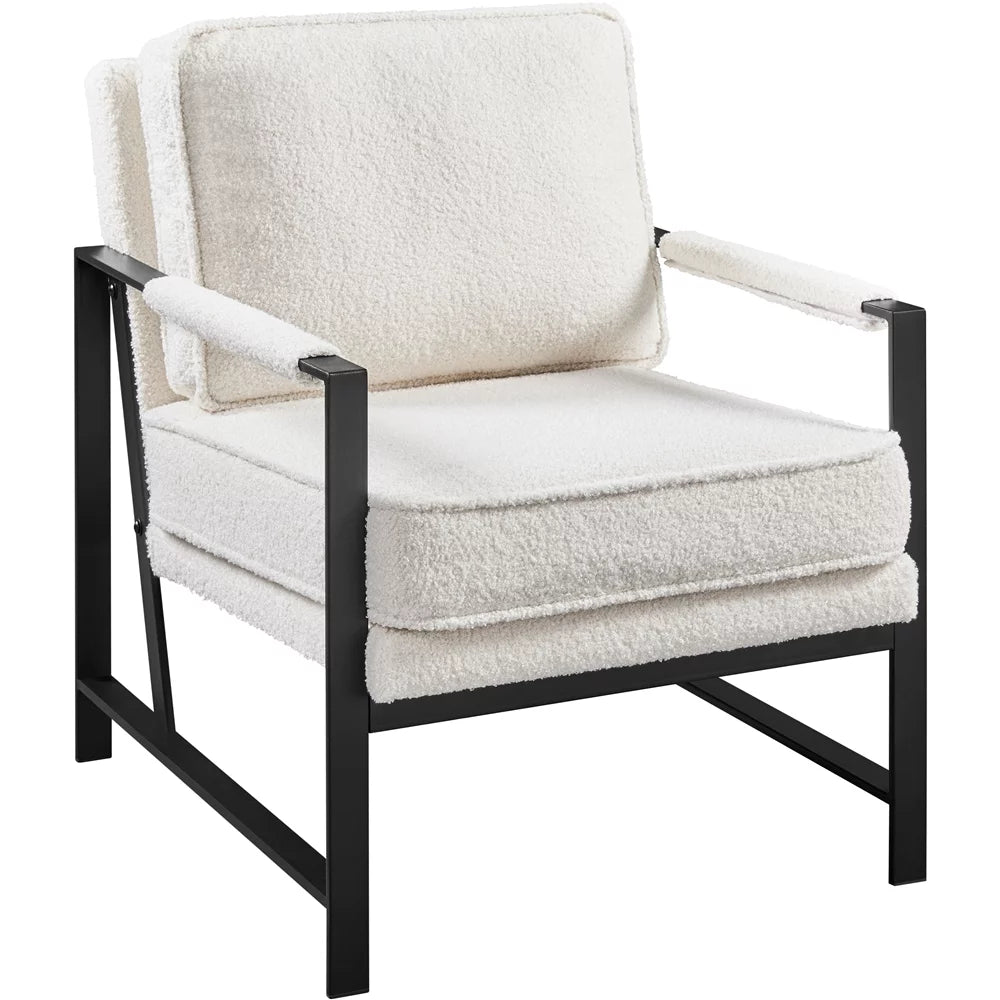 Brown Faux Leather Accent Chair with Metal Frame C144