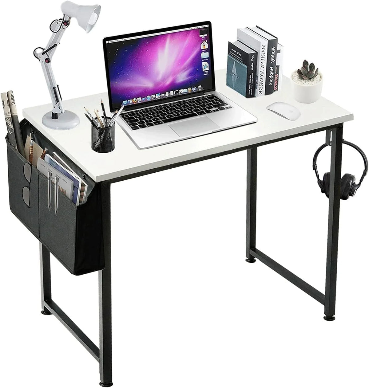 White Computer Desk 39 Inch with Storage Bag N753444