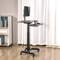 Height Adjustable Rolling Electric Podium Desk with Wheels, Keyboard Tray, Black M231