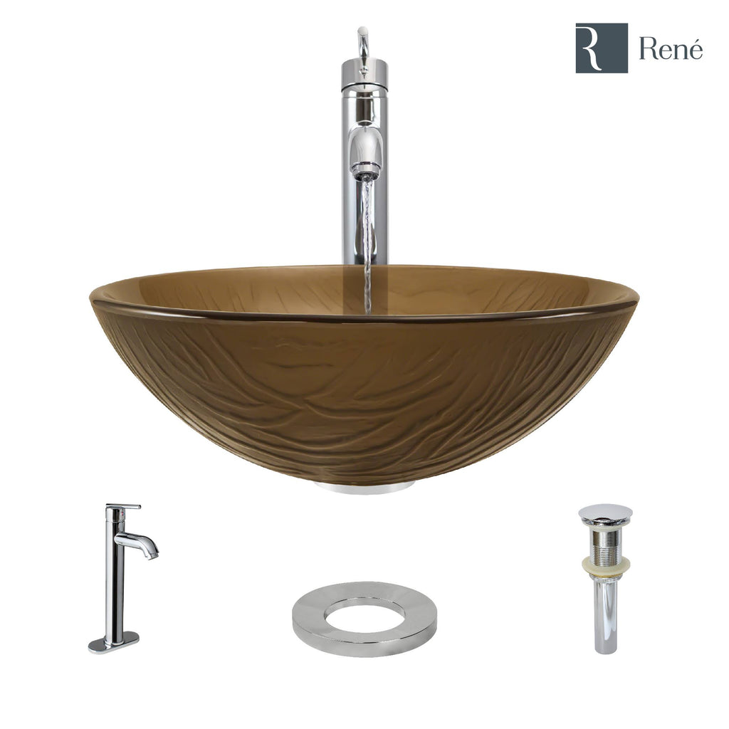 16-5/8x22 Glass Vessel Bathroom Sink with Vessel Faucet P953091