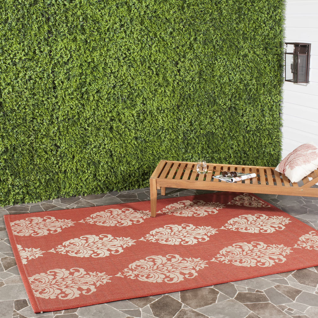 9' x 12' Red/Natural Geometric Medallion Area Rug C371602