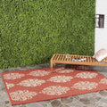9' x 12' Red/Natural Geometric Medallion Area Rug C371602