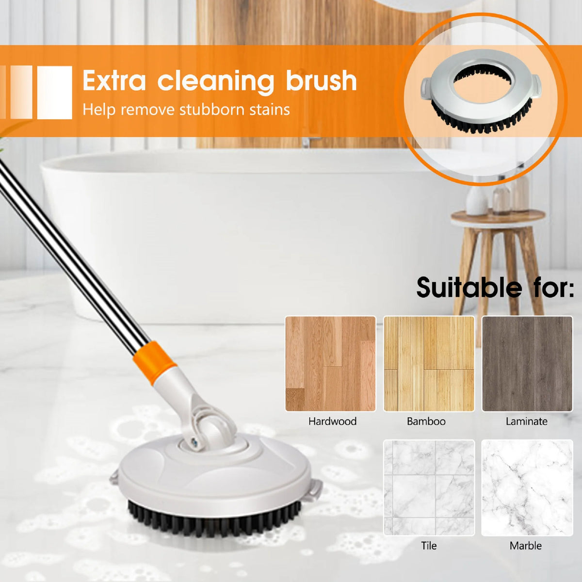 Spin Mop and Bucket System with Wringer Set, 6 Microfiber Mop Heads P31040