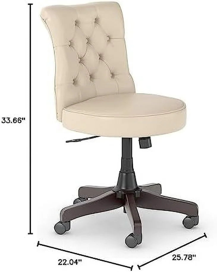 Antique White Leather Mid Back Tufted Office Chair B246