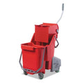 Red Plastic 8gal Restroom Mop Dual Bucket Combo T143571