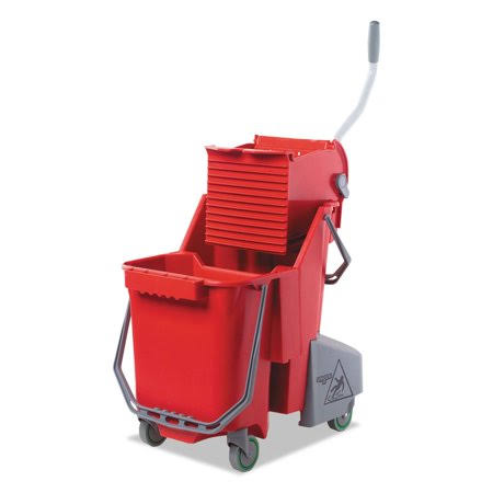 Red Plastic 8gal Restroom Mop Dual Bucket Combo T143571