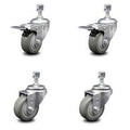 Polyurethane Swivel Threaded Stem Caster Set of 4, 3 inch Gray Wheels F910