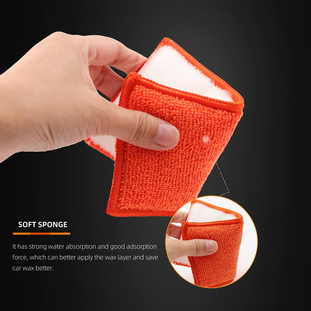 8Pcs Microfiber Car Wax Applicator Sponge, 6in x 3.3in x 0.8in B6139