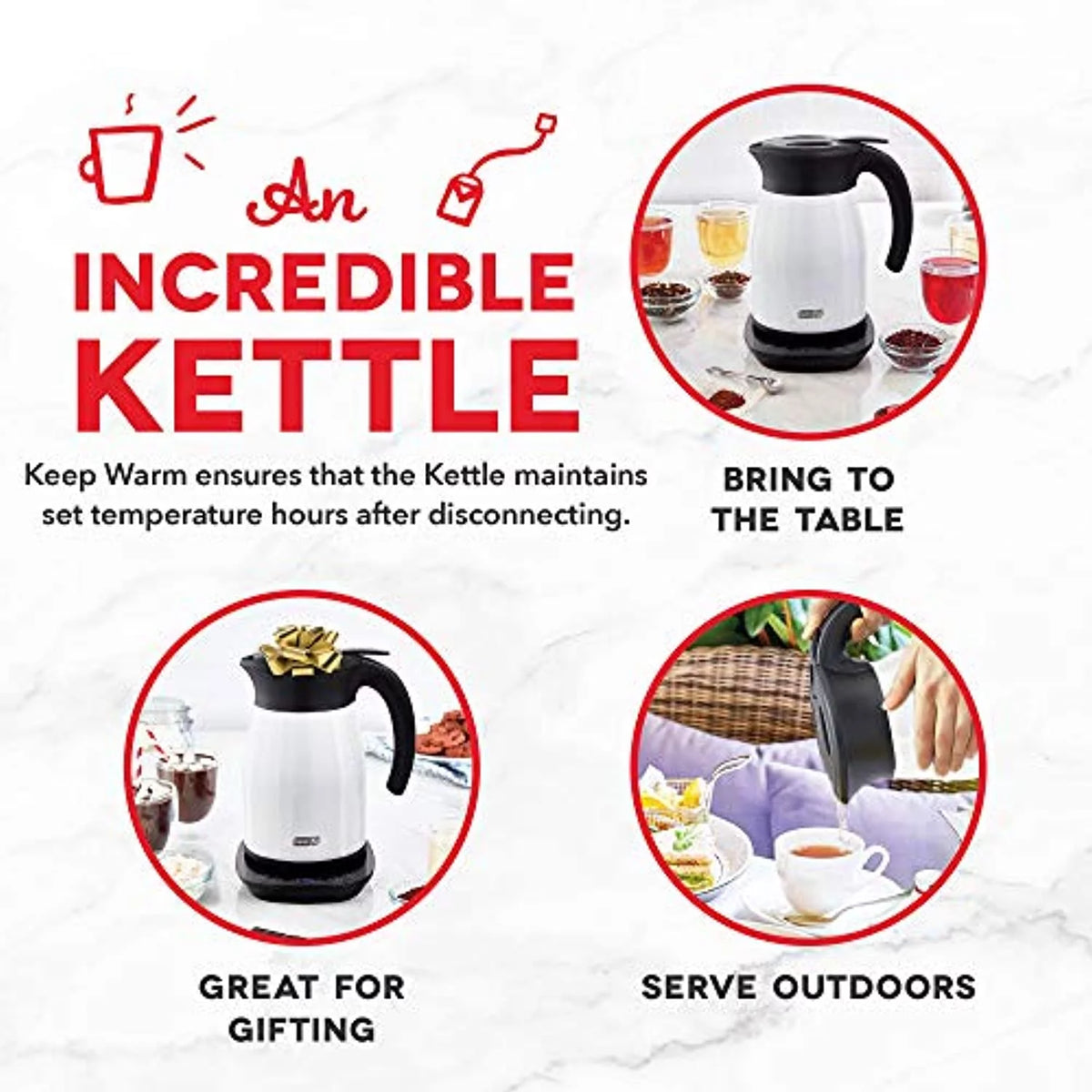 1.7L Insulated Electric Kettle White D33307