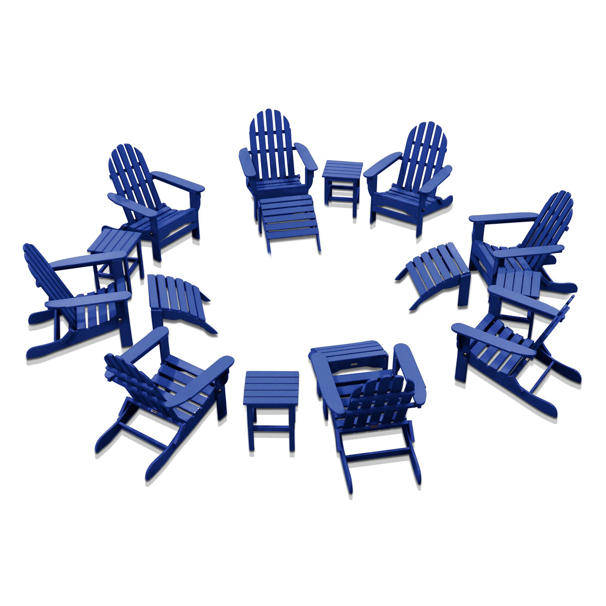16-Pc Folding Adirondack Chair Set with Ottomans and Side Tables R738