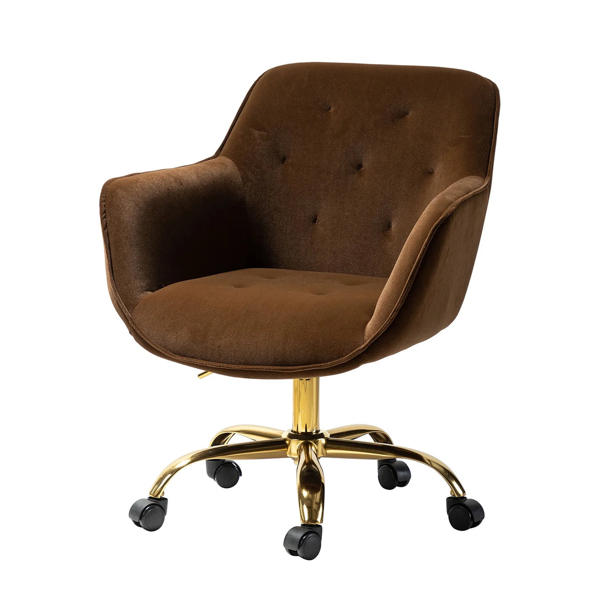 Brown Velvet Tufted Swivel Task Chair O269