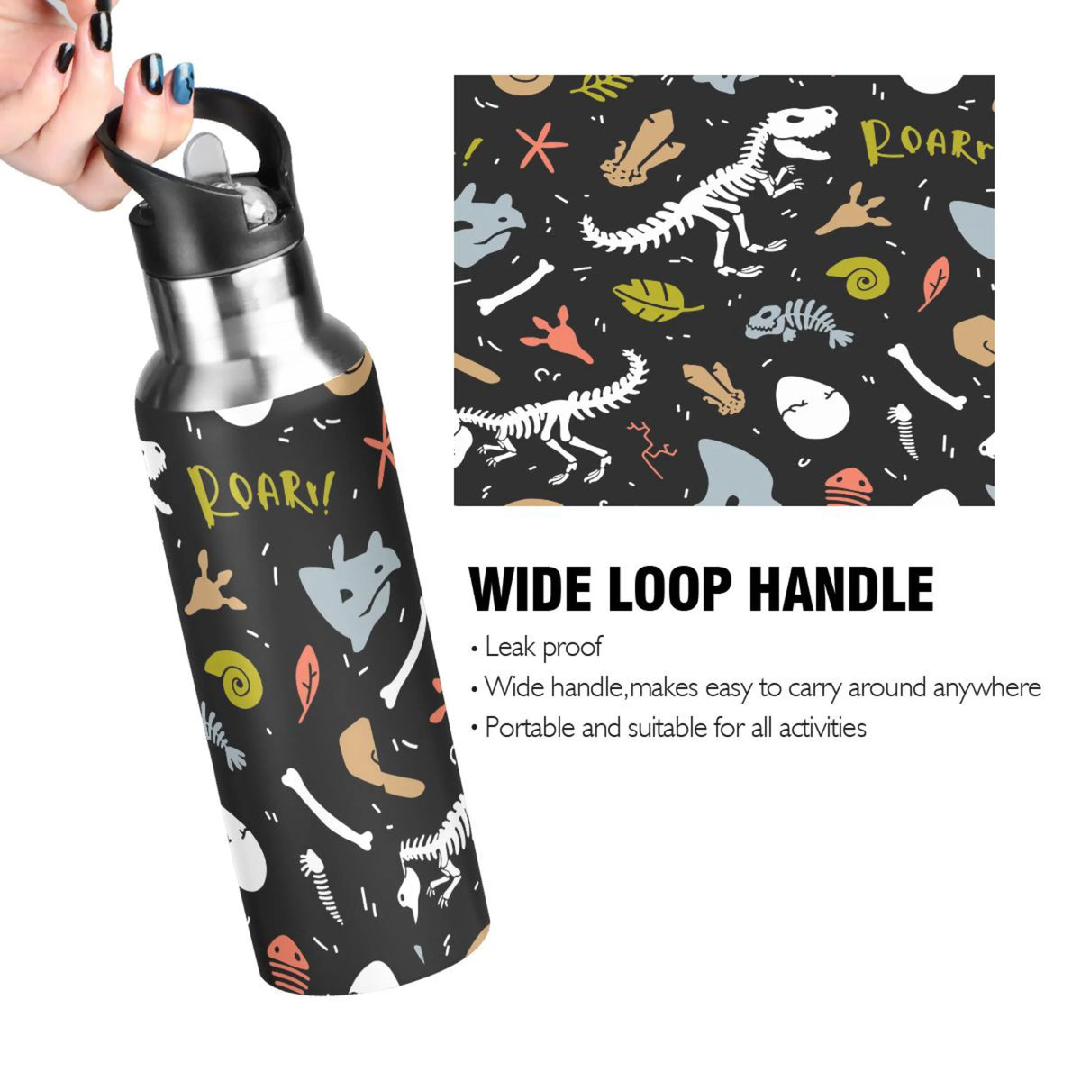 Stainless Steel Vacuum Insulated Water Bottle with Straw Lid 20 OZ Y711