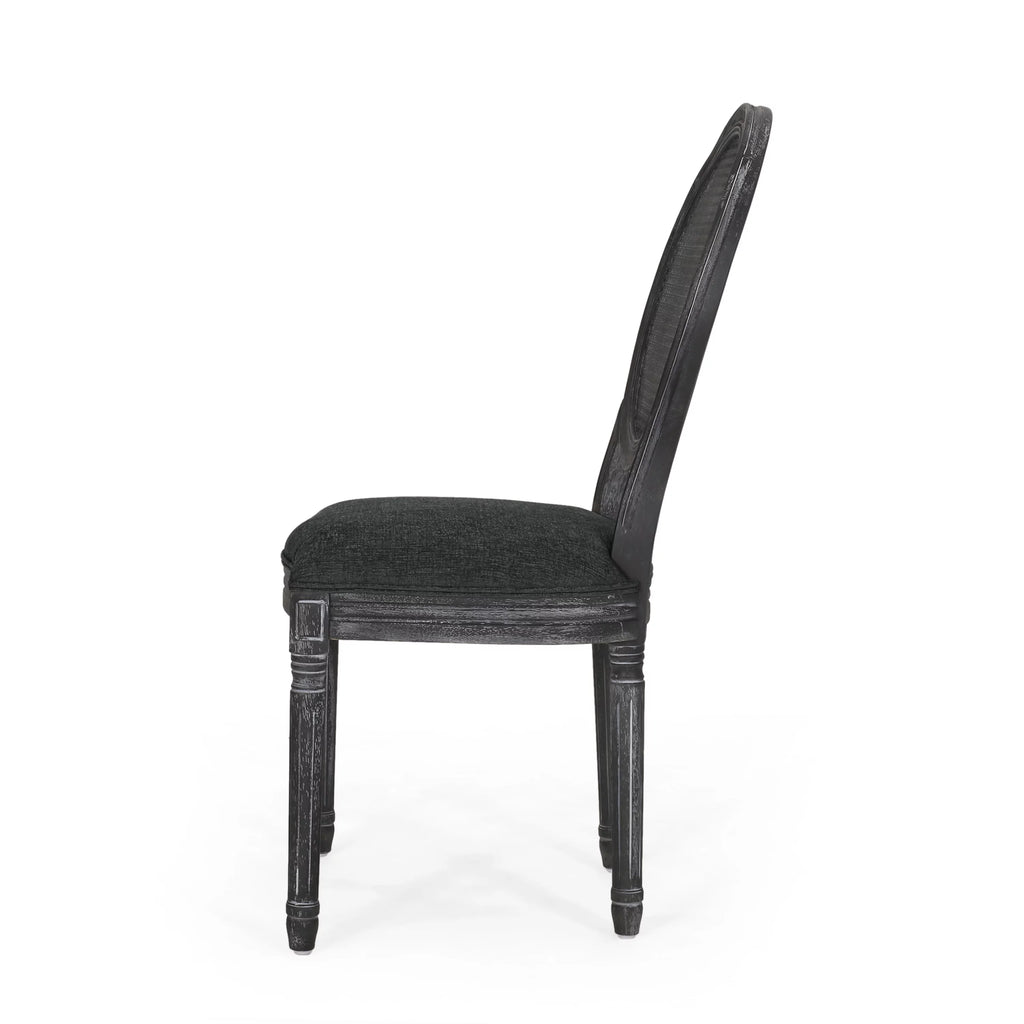Upholstered Wood and Cane Dining Chairs, Set of 4 I5898