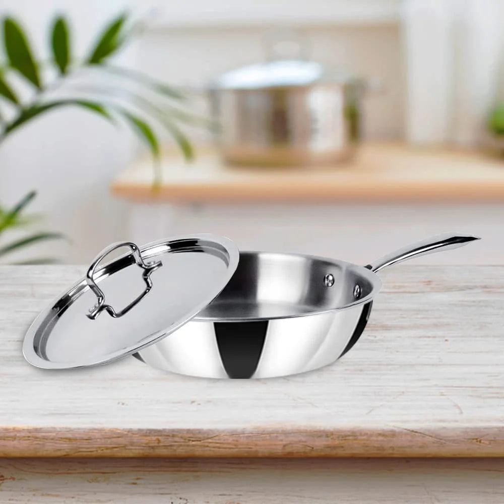 Triply Stainless Steel Frying Pan with Lid W9489