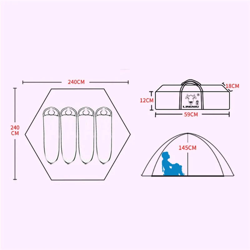 8 x 8 Foot 4 Person 4 Season Tent Q76413