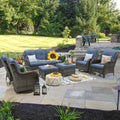 8 Pieces Outdoor Furniture Set with 3-Seat Sofa Swivel Rocking Chairs W441