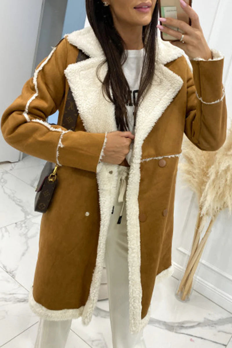 Solid Patchwork Pocket Half A Turtleneck Outerwear E142