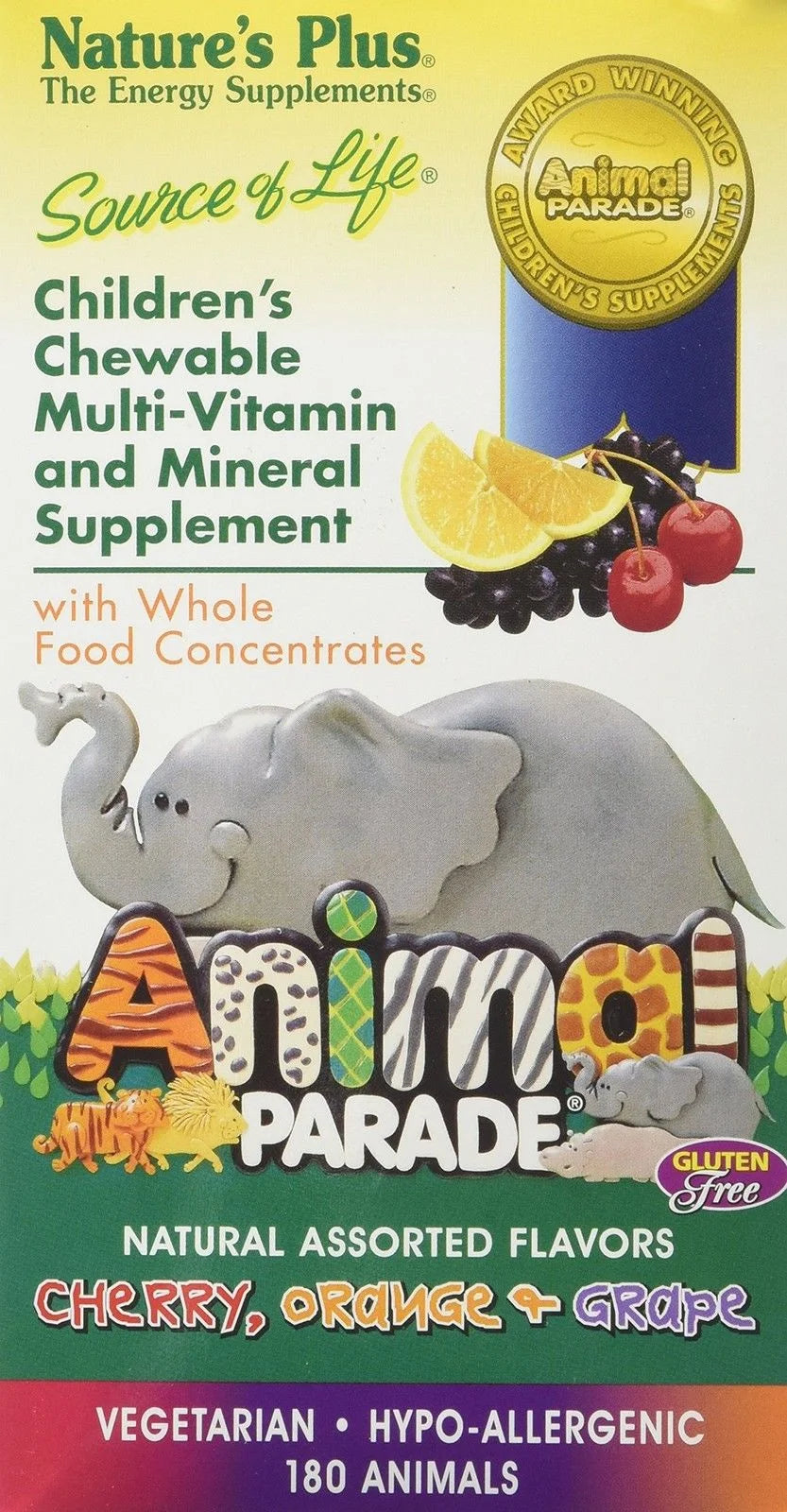 Children's Chewable Multi-Vitamin & Mineral Supplement, 180 Animal-Shaped Tablets Y2375