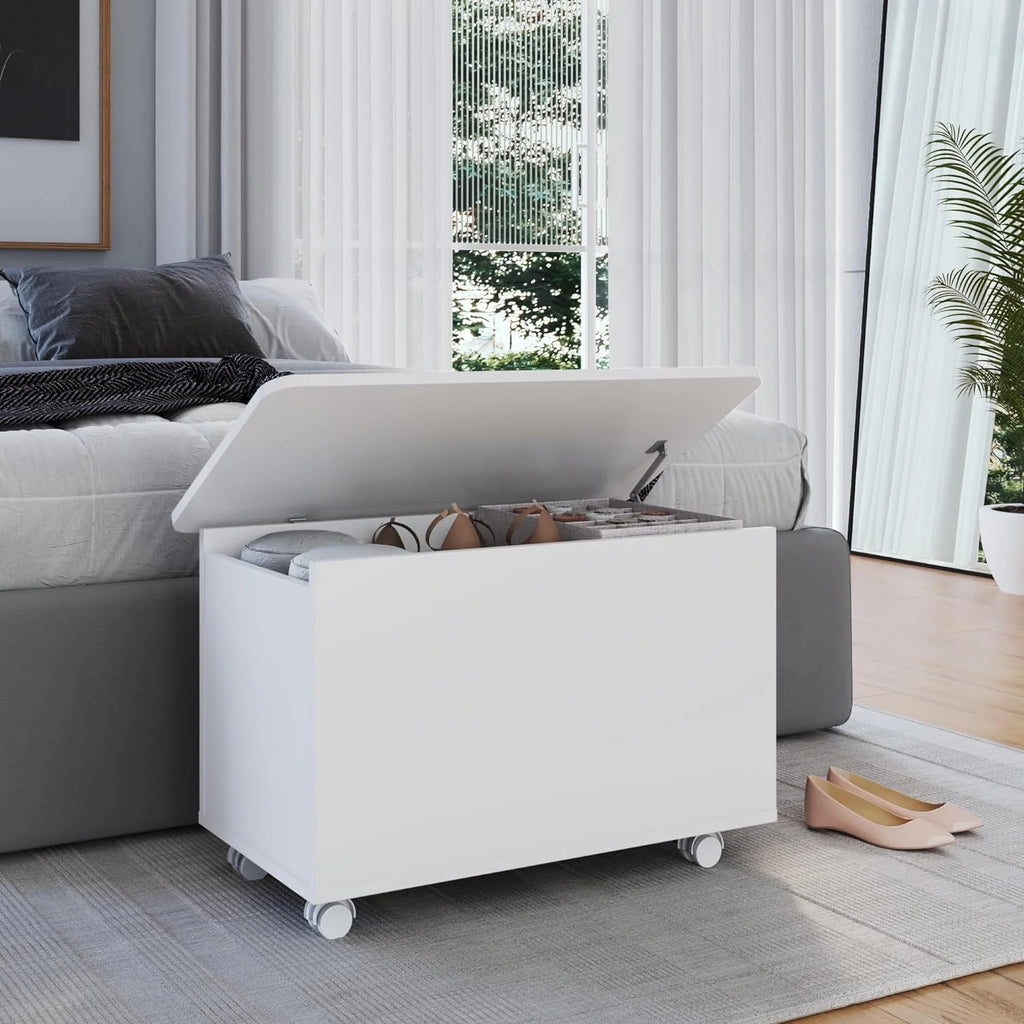 White Engineered Wood Storage Trunk with Lid A5951