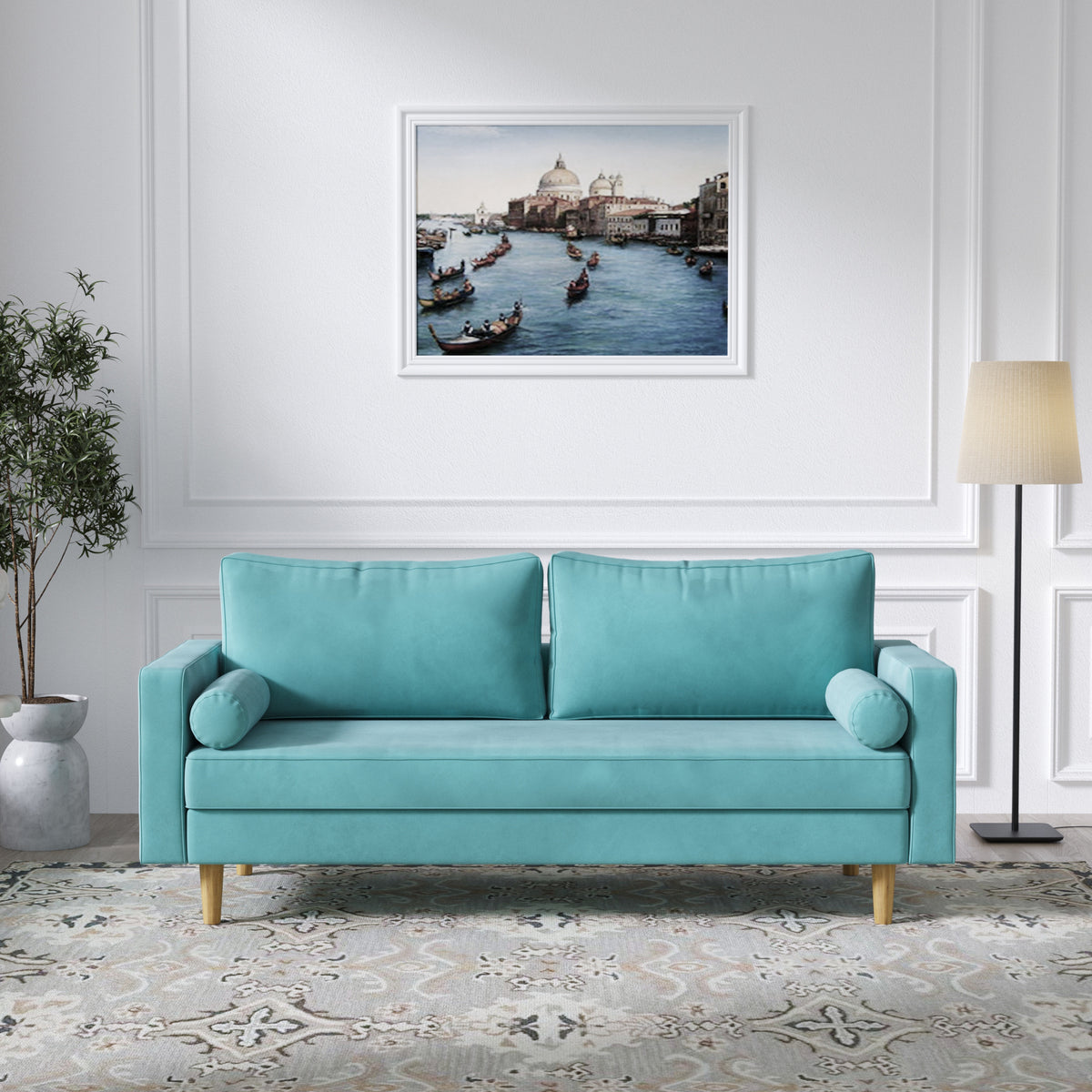 Modern Green Velvet Double Seat Sofa Y812