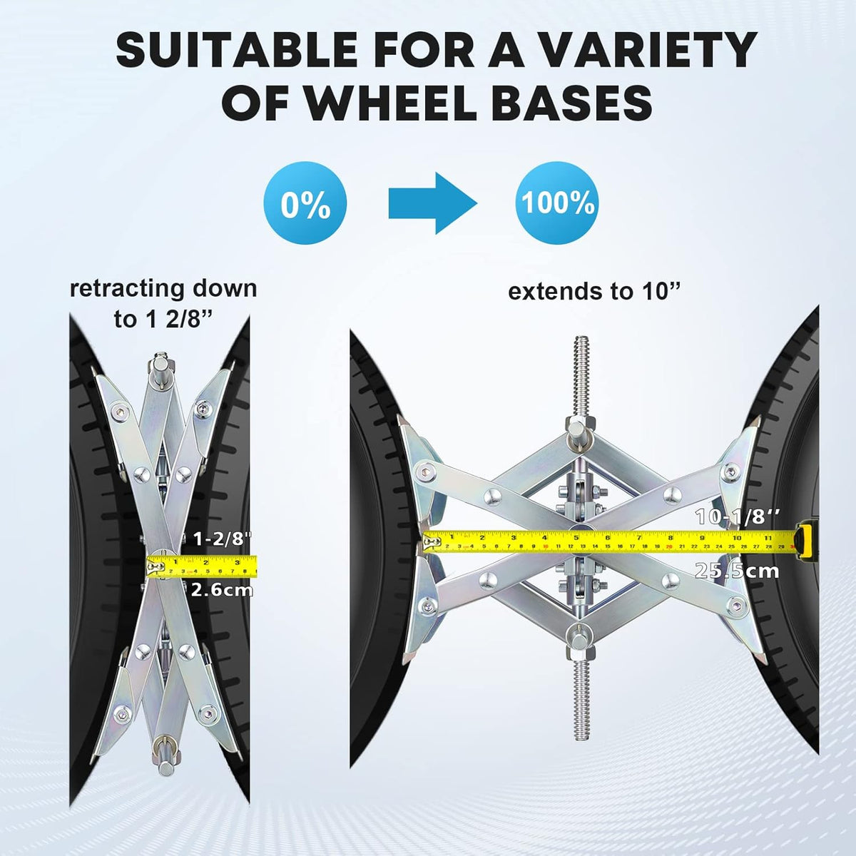 X-Chock Wheel Stabilizers for RV Travel Trailers, Camper Wheel Tire Chock Stabilizers Scissor Dual Axle Fit for 1-2/8" to 10-1/8", 2 Pack U5554