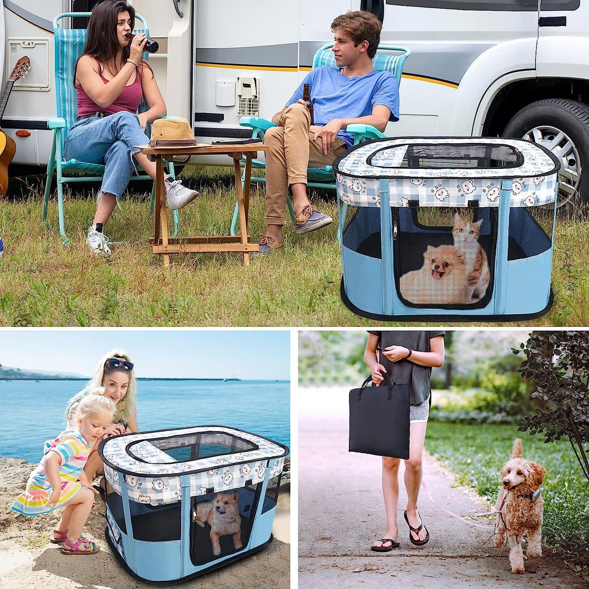 Foldable Cat Playpen with Carrying Case C33244